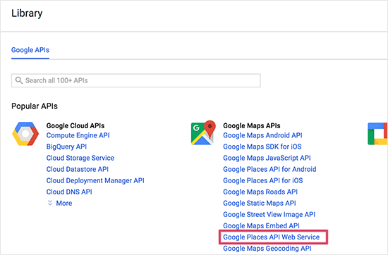 Google Places API নির্বাচন করুন 