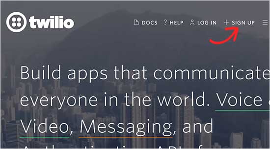 Twilio সাইনআপ 