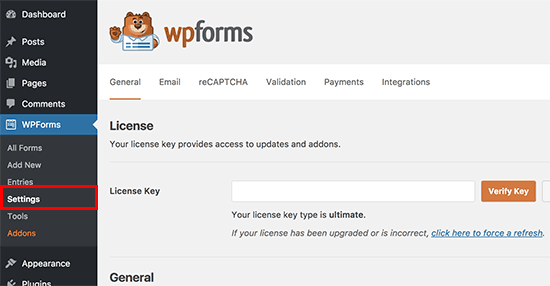 WPForms লাইসেন্স কী 