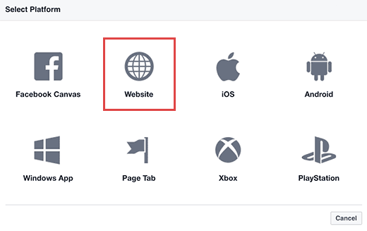 প্ল্যাটফর্ম হিসাবে ওয়েবসাইট নির্বাচন করুন 
