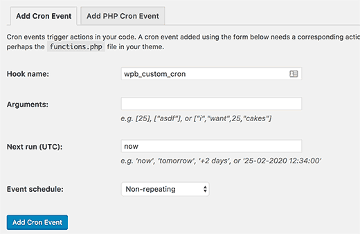 ওয়ার্ডপ্রেস কাস্টম ক্রন ইভেন্ট যোগ করুন 