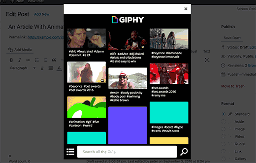 অনুসন্ধান করুন এবং Giphy উপর Gifs ব্রাউজ করুন 