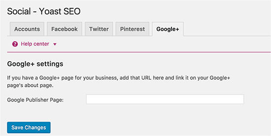 Yoast ওয়ার্ডপ্রেস এসইও - গুগল প্লাস সেটিংস 